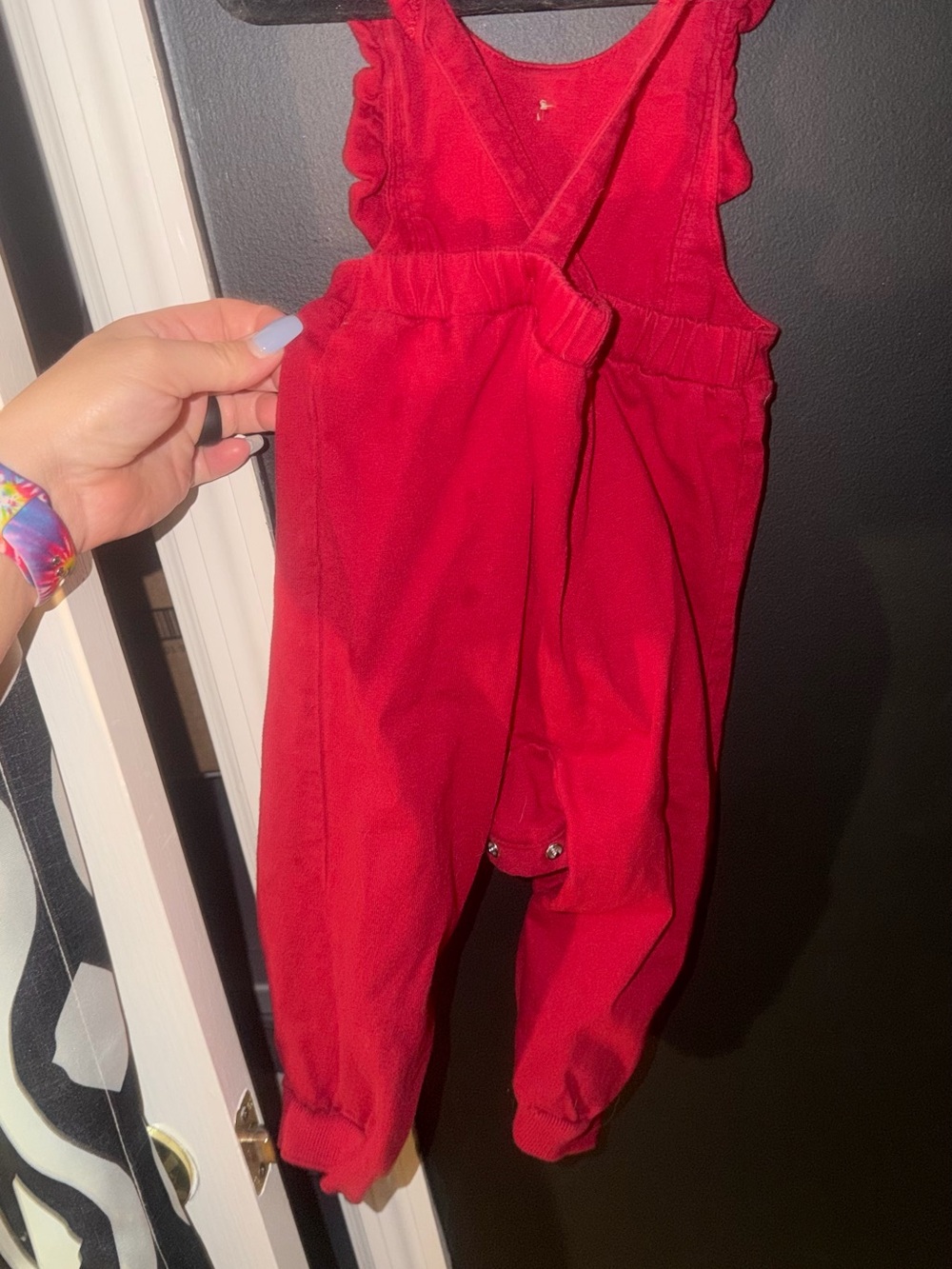 Red Ruffle-Strap Kids Romper - Picture 3 of 3